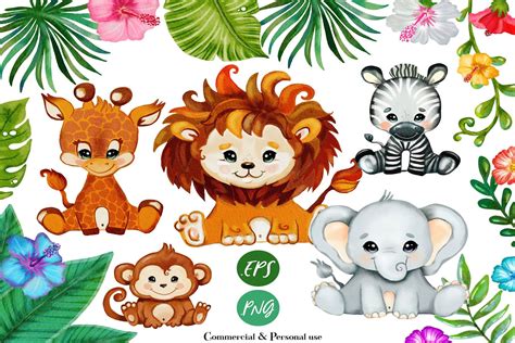 Safari Baby Animals Clip Art Png Files 480668 Illustrations