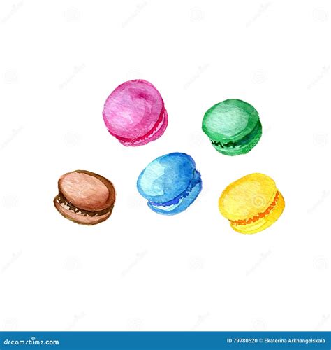 Watercolor Drawing Macaroons Stock Illustration Illustration Of Brown