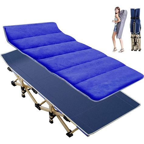 Slsy Adults Folding Camping Cot Double Layer Oxford Strong Heavy Duty Wide Sleeping Cots With