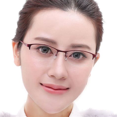 Women Half Rimless Eyeglass Frame Metalandtr90 Optical Glasses Rx Able Spectacles Glasses