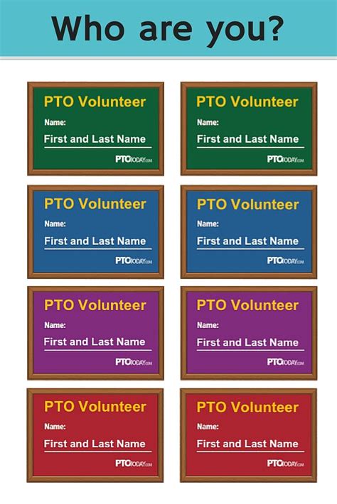 Volunteer Name Badges School Pto Pto Today Name Badges