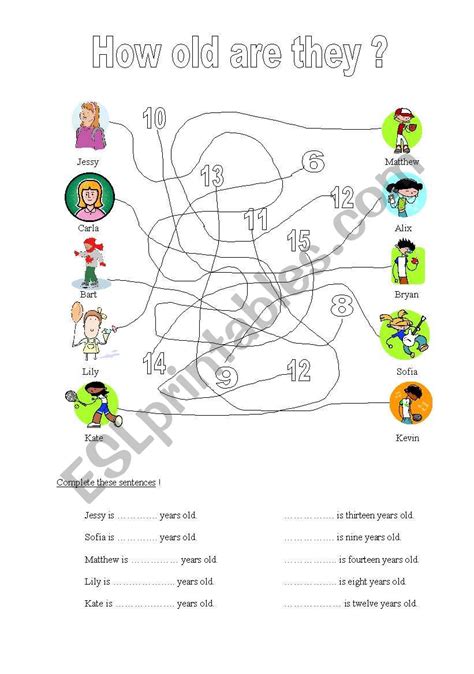 How Old Are They Esl Worksheet By Vanoot