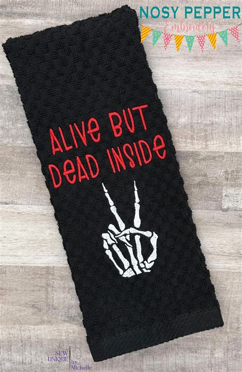 Alive But Dead Inside Skeleton Machine Embroidery Design 5 Etsy