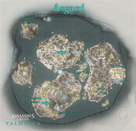 All Assassins Creed Valhalla Asgard Wealth And Mysteries Locations Map