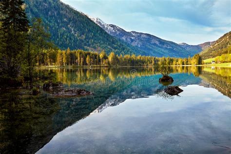 Turquoise Water And Scene Of Trees And Lake Stock Image Image Of Peak
