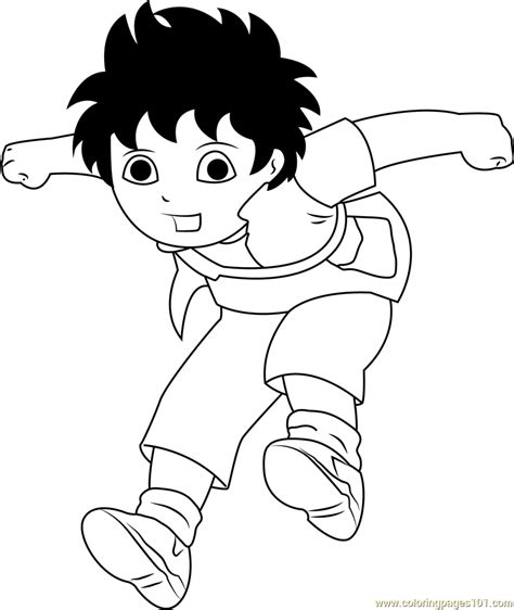 Diego Jumping Coloring Page For Kids Free Go Diego Go Printable