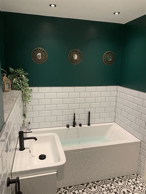 Green bathroom accessories sets elijahdecor co. Metro tiles dark green bathroom Victorian tiles Matt black ...
