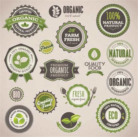 Set Of Organic Food Labels Vector 02 Welovesolo