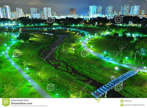 Aerial View Of Bishan Park By Night Stock Photo Image Of Plant View