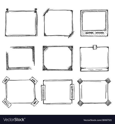 Sketch Of Hand Drawn Frame Set Royalty Free Vector Image