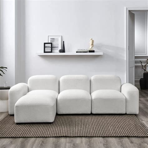 unique ultra-modern white modular sofa with rounded corners overstuffed