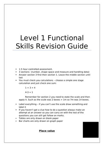 Functional Skills Maths Level 1 Revision Guide Workbook With Answers