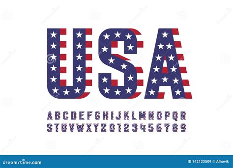 Usa Flag Font Vector Illustration 81169278