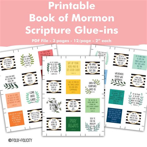 Printable Book Of Mormon Scripture Glue Ins 2020 Come Follow Etsy