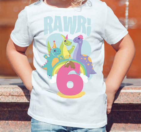 Camiseta Infantil Fiesta De Dinosaurio Rawr Tenvinilo