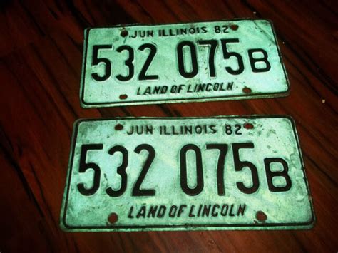 532 075b Jun 1982 Green And Black Illinois License Plate Pair Ebay