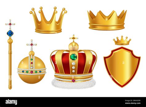 Golden Royal Symbols Crown With Jewels For Knight Monarch Antique