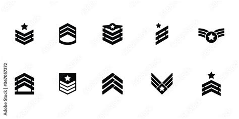 Collection Of Military Rank Icon Or Logo Isolated On White Background