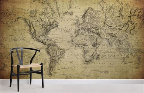 Antique Aged Map Wallpaper Mural Hovia Map Wall Mural Map