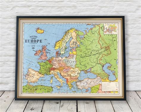 Bacons Standard Map Of Europe 1920 By Gw Bacon Etsy Uk
