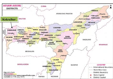 District Map Of Assam Showing Kokrajhar District