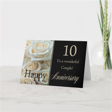 Happy 10th Anniversary Roses Card Zazzle