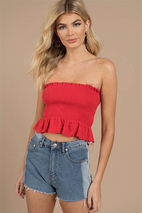 There are no saturation, peaking or contrast adjustments as found on analog monitors to monitor outputs on the red one™ camera are set up for rec 709 gamma and color space. Reyna Red Strapless Smocked Top - $50 | Tobi US