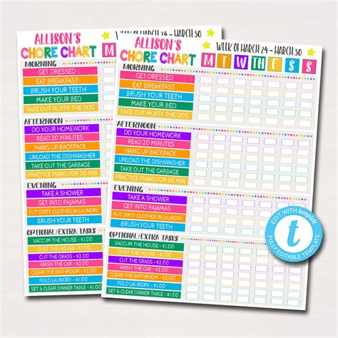Kids Chore Chart Checklist Tidylady Printables