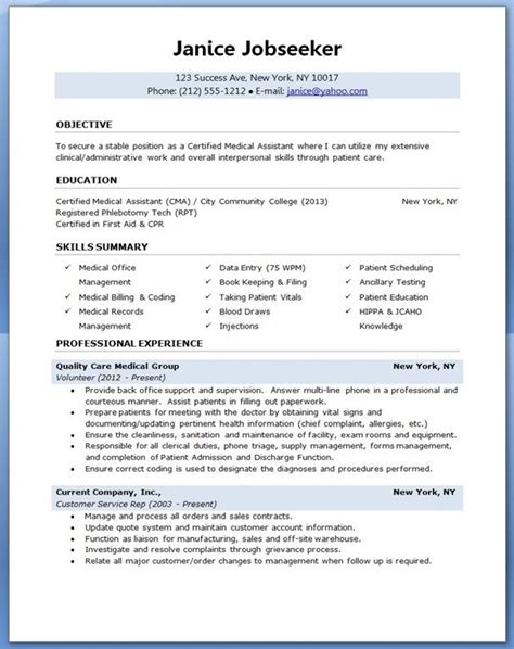 Create the best version of your chemist resume. medical assistant resume sample | Medical Assistant-class ...