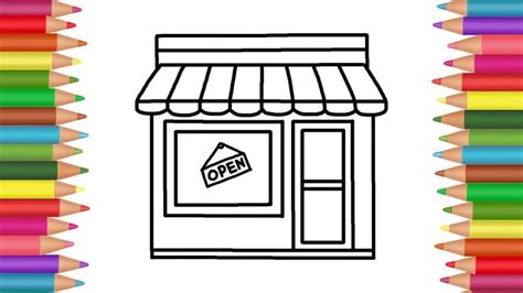 How To Draw A Store Drawing And Coloring Book For Kids Store Drawing