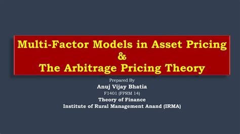 Multi Factor Models In Asset Pricing Ppt
