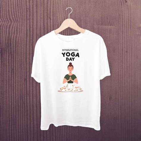 Yoga Day T Shirt White Printed Graphixking