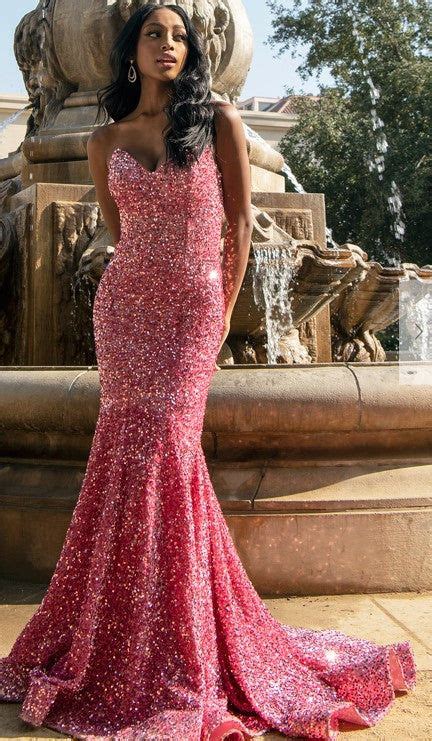 Style Ameila Couture Size Prom Strapless Sequined Pink Mermaid Dress