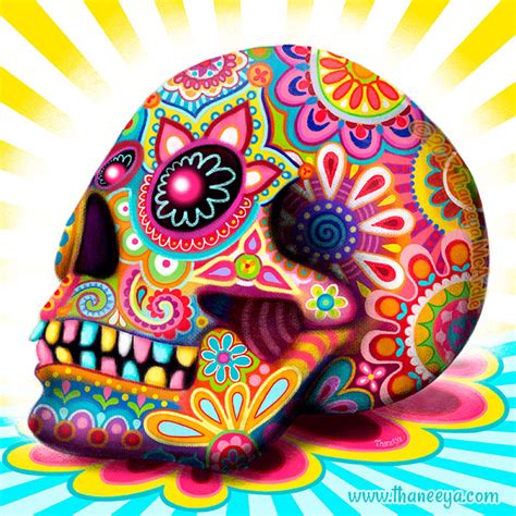 Sugar Skull Art Colorful Day Of The Dead Art By Thaneeya Mcardle —
