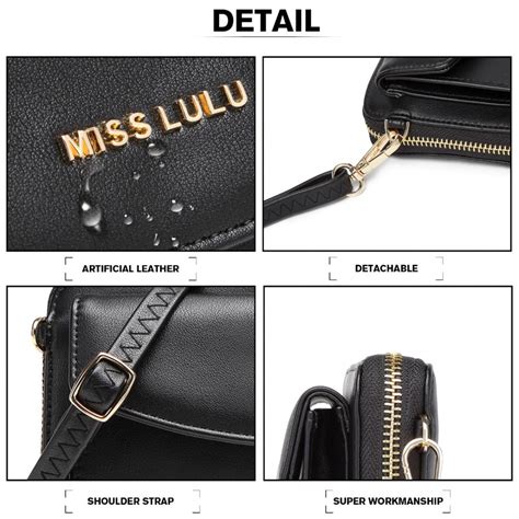 Lp2121 Miss Lulu Womens Leather Touch Screen Wrist Wallet Black