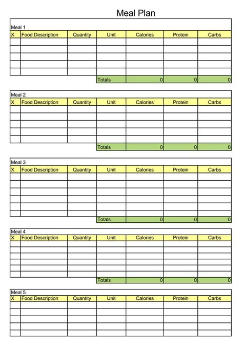 25 Free Weeklydaily Meal Plan Templates Excel Word
