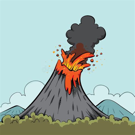 Desenho De Vulcão Em Erupção