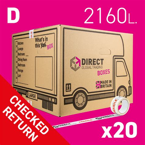 Pack Of 20 Extra Large Moving House Cardboard Boxes Checked Return