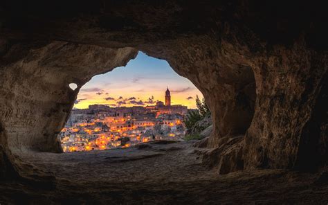 Download Wallpaper 1920x1200 Night City Cave Buildings View Italy Widescreen 1610 Hd Background