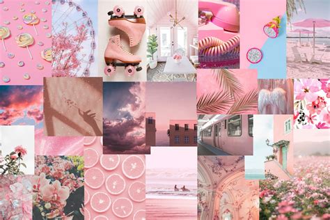Pink Aesthetic Collage Kit 100 Prints Light Pinks Flower Etsy