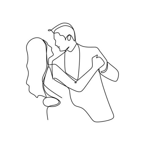 line woman love man sketch illustration one silhouette symbol continuous happy couple romance