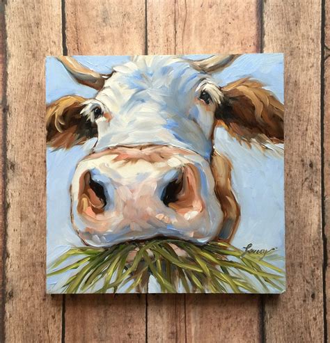 Cow Painting 6x6 Inch Original Impressionistic Oil Painting Etsy