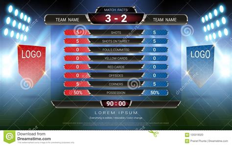 Football Scoreboard Team A Vs Team B And Global Stats Broadcast Graphic
