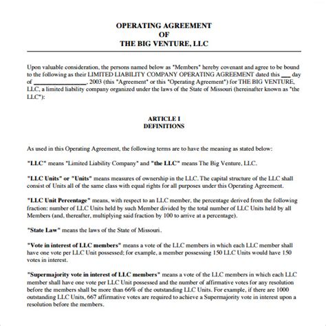 startup operating agreement template