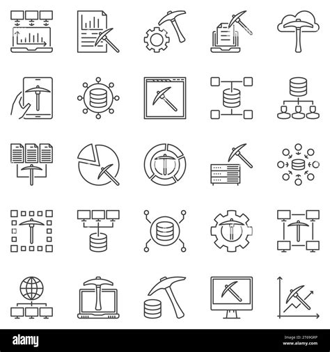 Data Mining Vector Modern Concept Icons Set In Thin Line Style Stock
