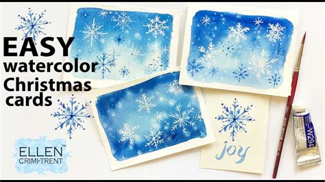 Easy Watercolor Christmas Cards Snowflakes Youtube