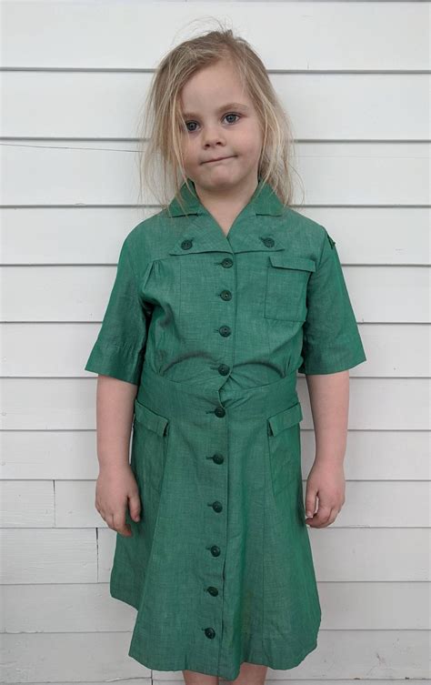 Vintage Girl Scouts Dress Uniform 50s 60s Green Childs Up To Etsy