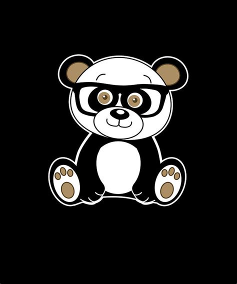 Cute Panda Nerd With Glasses T Shirt Mixed Media By Karleeta Holden