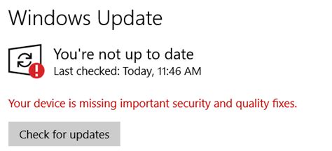 Windows Update Your Device Is Missing Important Security And Quality