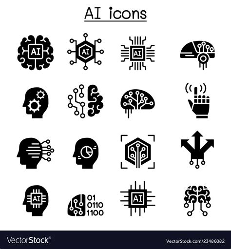 Ai Artificial Intelligence Icon Set Royalty Free Vector